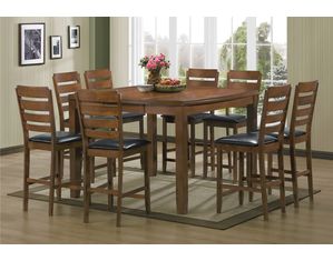 Baxton Studio Olivia Modern Pub Set 7 Piece Modern Dining Set with Walnut Finish