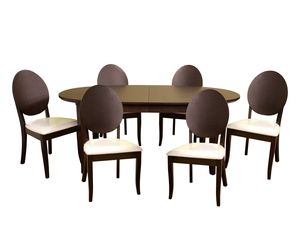 Baxton Studio Swan 7 piece Chocolate Wood Dining Set