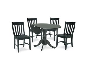 International Concepts 42 Inch Dual Drop Leaf Table with 4 Schoolhouse Chairs