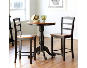 International Concepts Counter Height 30 Inch Round Table with 2 Madrid Stools