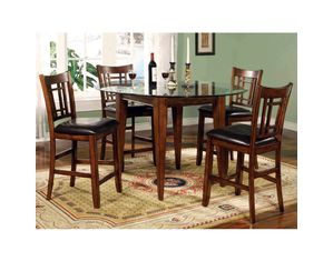 Lifestyle California Eureka Round Counter Height Dining Set with Glass Top