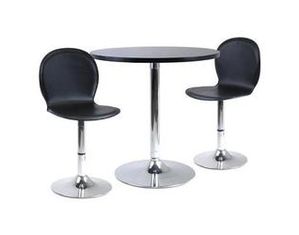 Winsome Spectrum 3 piece Dining Table Set with 2 Swivel Leather Chairs