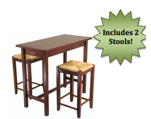 Winsome Breakfast Table with 2 Rush Seat Stools