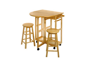 Save  on Drop Leaf Table with 2 Drawers and 2 Round Stool at The Dining Table Superstore