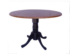 International Concepts 42 inch Black and Cherry Round Dual Drop Leaf Dining Table