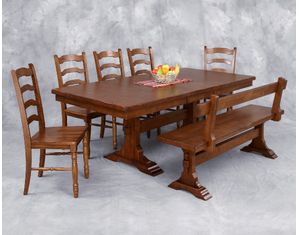 Lifestyle California Kona Rectangular Trestle Casual Dining Table in Brown Finish