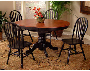 Entree Black and Cherry Single Pedestal Table with Butterfly Leaf Top - FREE Inside Delivery!
