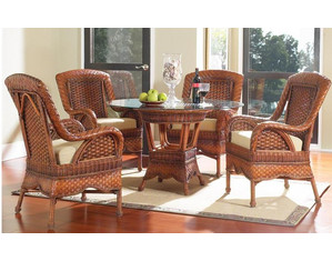 South Sea Rattan Autumn Morning Dining Table w/ Glass Top Dining Table