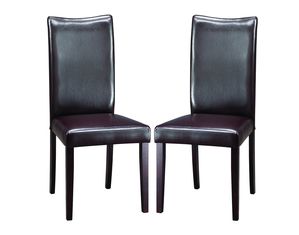 Baxton Studio 2PC Sweden Dining Chair in Light Cappuccino Hardwood and Brown PU Bycast Leather