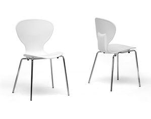 Baxton Studio Boujan White Plastic Modern Dining Chair Set of 2 Dining Chair