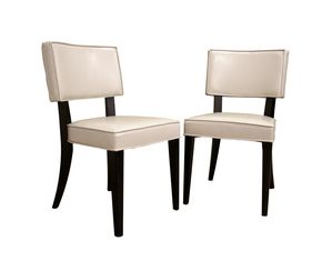Baxton Studio Cream Bonded Leather Dining Chair - Set of 2