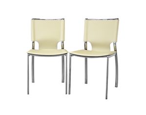 Baxton Studio Montclare Ivory Leather Modern Dining Chair (Set of 2)