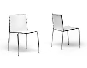 Baxton Studio Gridley White Plastic Modern Dining Chair Set of 2 Dining Chair