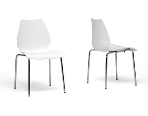Baxton Studio Overlea White Plastic Modern Dining Chair Set of 2 Dining Chair
