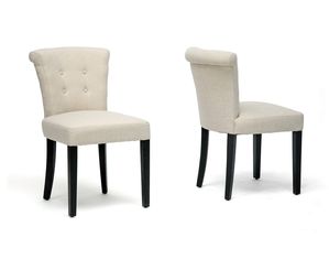 Baxton Studio Philippa Beige Linen Dining Chair Set of 2 Dining Chair