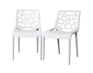 Baxton Studio Quindel White Plastic Modern Dining Chair (Set of 2)