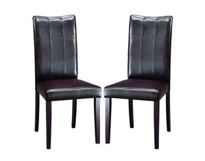 Baxton Studio Set of 2 Eugene Dining Chair in Light Cappuccino Hardwood and Brown PU Bycast