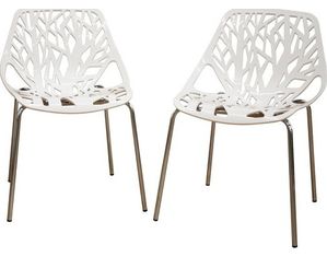 Baxton Studio Birch Sapling White Plastic Accent - Dining Chair - Set of 2