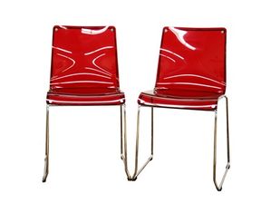 Baxton Studio Lino Transparent Red Acrylic Dining Chair - Set of 2