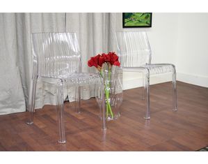 Baxton Studio Set of 2 Minotti Transparent Dining Chairs