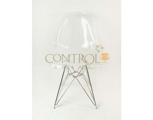 Control Brands Mod Clear Acrylic Side Chair with Chromium Plated Eiffel Base Dining Chair