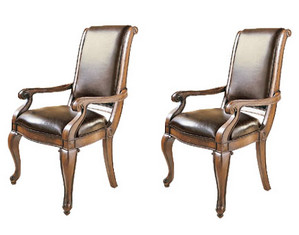 American Drew Bob Mackie Leather Upholstered Arm Chair - Set of 2