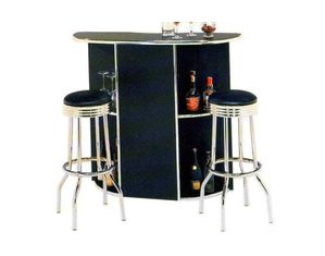 Union Square Black Home Bar with Chrome Accents - Fast, FREE FedEx Shipping!