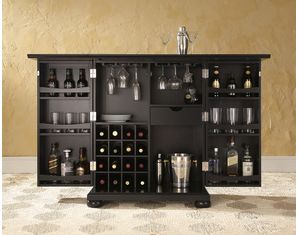 Crosley Furniture Alexandria Expandable Bar Cabinet in Black Finish (KF40001ABK)