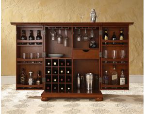 Crosley Furniture Alexandria Expandable Bar Cabinet in Classic Cherry Finish (KF40001ACH)