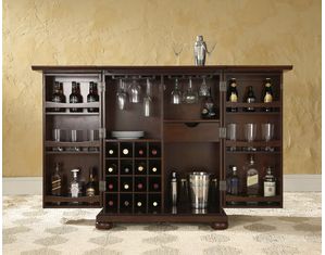 Crosley Furniture Alexandria Expandable Bar Cabinet in Vintage Mahogany Finish (KF40001AMA)