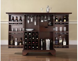 Crosley Furniture LaFayette Expandable Bar Cabinet in Vintage Mahogany Finish (KF40001BMA)