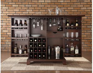 Crosley Furniture Newport Expandable Bar Cabinet in Vintage Mahogany Finish (KF40001CMA)