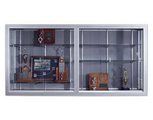 Marsh Industries 50 Series Wood Veneer Wall Mounted Sliding Glass Door Display Case