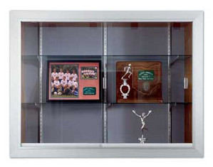 Marsh Industries 60 Series Burlap Fabric Wall Mounted Sliding Glass Door Display Case