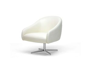 Baxton Studio Balmorale Ivory Leather Modern Swivel Chair