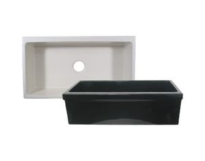 Whitehaus Farmhaus Fireclay Quatro Alove Reversible Fireclay Sink WHQ530BISCUIT