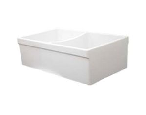 Whitehaus Farmhaus Fireclay Reversible Double Bowl Fireclay Sink WHQDB532WHITE