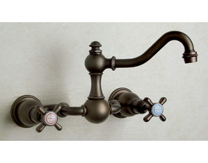 Herbeau Royale Wall Mount 2 Hole without Waste Bathroom Sink Faucet - Fast FREE FedEx Shipping!