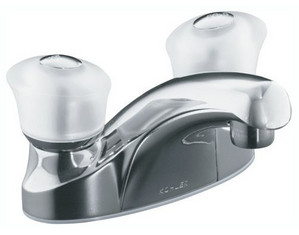 Kohler Coralais Centerset Lavatory Faucet with Lift-Rod Hole Sculptured Acrylic Handle - Fast FREE FedEx Shipping!