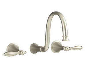 Kohler Finial 12.00 inch Spout Traditional Lever Handle Wall Mount Lavatory Faucet - Fast FREE FedEx Shipping!