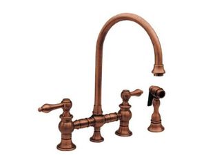 Whitehaus Vintage III Bridge Faucet with Swivel spout with Side Spray WHKBLV3-9101-BN