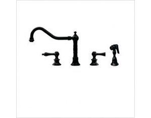 Whitehaus Vintage III Widespread Faucet with Swivel Spout and Spray WHKLV3-4400-BN