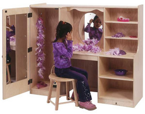 Steffy Wood One Piece Vanity with Closet