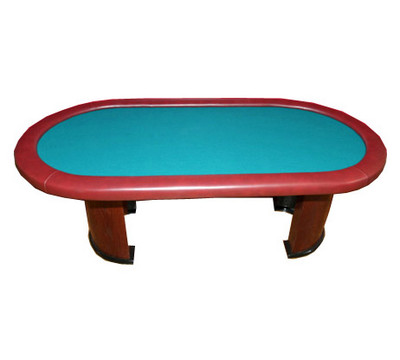 Cherry with Blue Felt and Burgundy Armrest