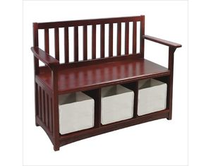 Guidecraft Classic Espresso Storage Bench with Bins Toy Box Bench