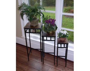 4D Concepts 3 Piece Slate Square Plant Stands with Slate Tops