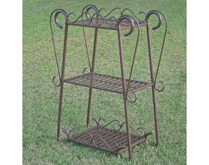 ICI Santa Fe Iron Nailhead 3 Tier Plant Shelf