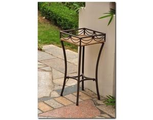 ICI Valencia Resin Wicker Steel Square Plant Stand