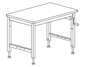 Production Basics Four Post Hand Crank Adjustable Worktable with ESD Work Surface