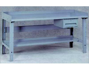 Tennsco Compressed Wood Top Workbench with Back Rail